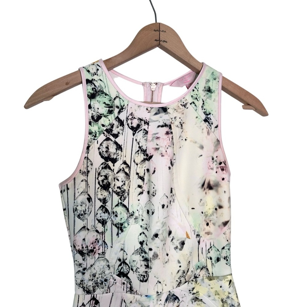 TED BAKER Sapira Synthetic Crystal Droplets Skater Dress Size 0 US 2 - Picture 2 of 13